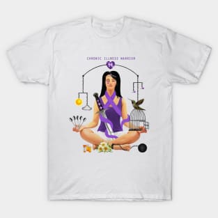 The Chronic Illness Warrior (Purple + Text Version) T-Shirt
